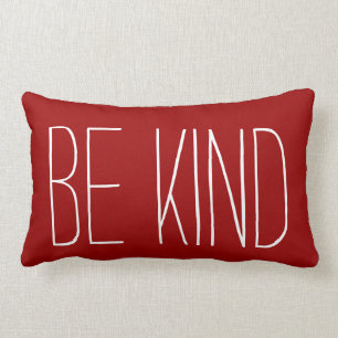 Coussin Rectangle Be Kind, texte blanc sur Crison