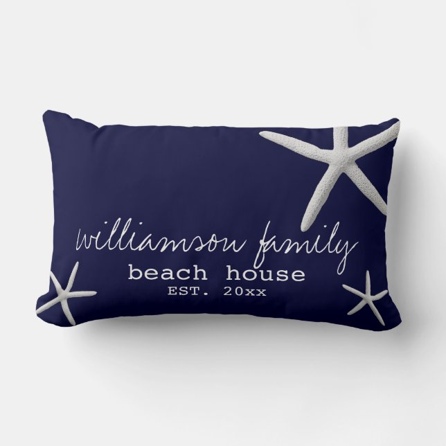 Coussin Rectangle Beach House Coastère Starfish Marine Blue (Recto)