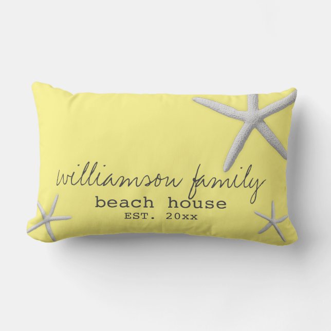 Coussin Rectangle Beach House Fécule Côtière Jaune Gris Moderne (Recto)