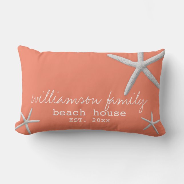 Coussin Rectangle Beach House Flamme de mer côtière Coral clair (Recto)