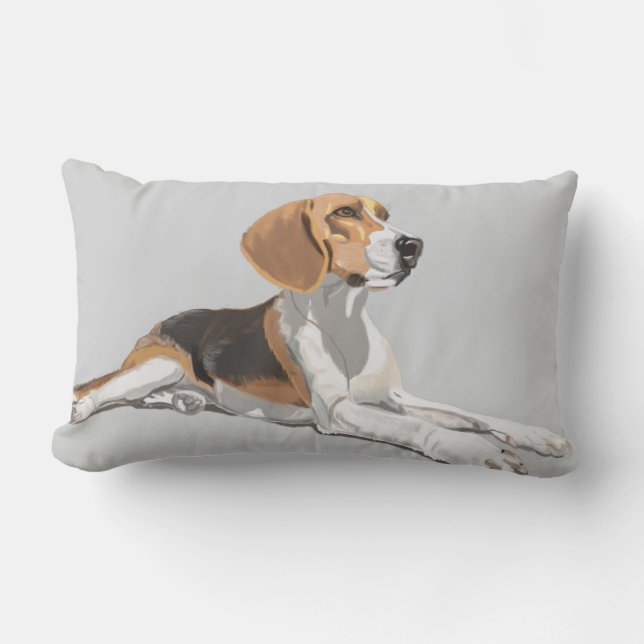Coussin Rectangle Beagle blanc, noir et fauve (Recto)