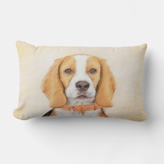 Coussin Rectangle Beagle Hound Dog Peinture Animal Art original (Recto)