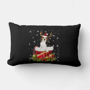 Coussin Rectangle Beagle Reindeer présent cadeau de Noël
