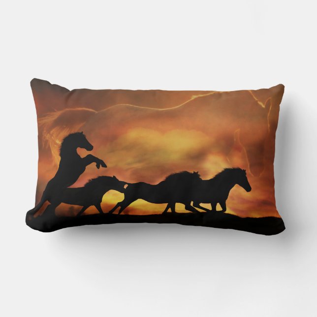 Coussin Rectangle Beau Cheval Sauvage Jeu d'Oreiller (Recto)