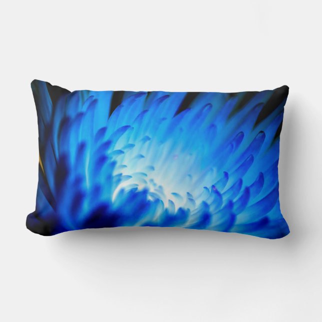Coussin Rectangle Beau Design Floral Bleu Jeu d'Oreiller (Recto)