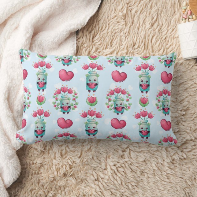 Coussin Rectangle Beau Floral Mason Jar Hearts Motif (Couverture)