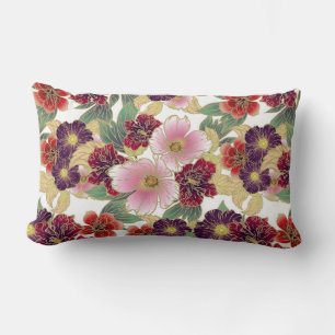 Coussin Rectangle Beau Motif avec élément floral vert rose