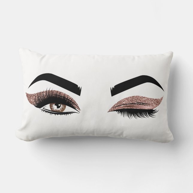 Coussin Rectangle Beau Wink Oeil Lashes Artiste maquillage (Recto)