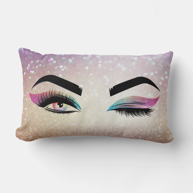 Coussin Rectangle Beau Wink Oeil Lashes Artiste maquillage (Recto)