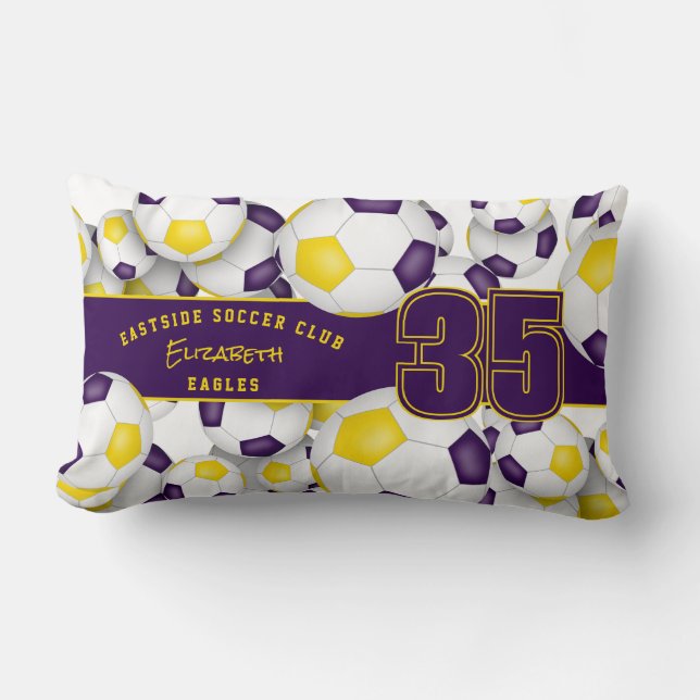 Coussin Rectangle Beaucoup de balles de football équipe nom de l'ath (Recto)