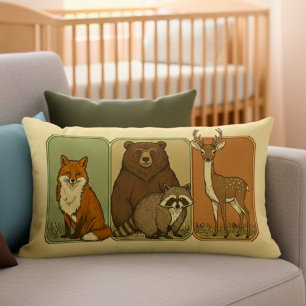 Coussin Rectangle Beaux animaux Vintages en bois