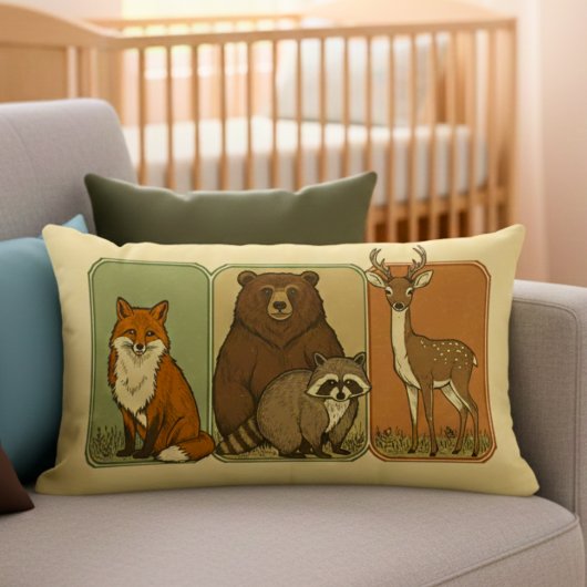 Coussin Rectangle Beaux animaux Vintages en bois
