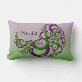 Coussin Rectangle Beaux cœurs roses verts abstraits Nom de fractale