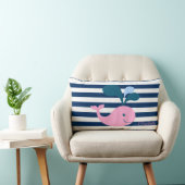 Coussin Rectangle Bébé baleine mignon, rayures bleu marine - Personn (Chaise)