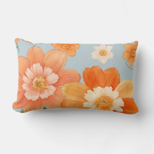 Coussin Rectangle Bébé Bleu et orange floral