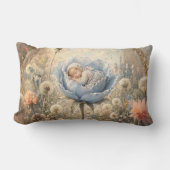 Coussin Rectangle Bébé endormi dans une fleur bleue (Recto)