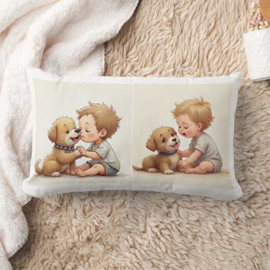 Coussin Rectangle Bébé et chiot Jeu d'oreiller (Couverture)