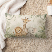 Coussin Rectangle Bébé Lion Girafe et Éléphant Jungle (Couverture)