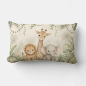 Coussin Rectangle Bébé Lion Girafe et Éléphant Jungle (Recto)