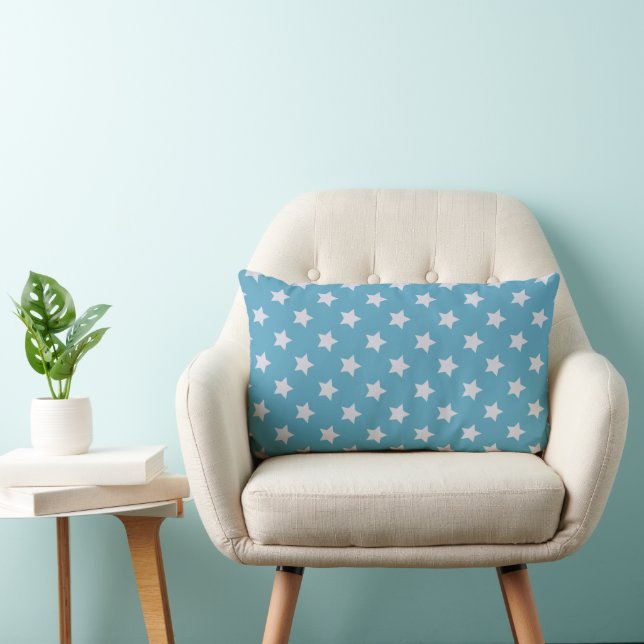 Coussin Rectangle Bébé mignon bleu étoile gris clair Répéter Motif (Chaise)