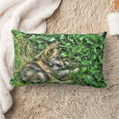 Coussin Rectangle Bébé mignon Gris Loup Coupe Faune Photo (Couverture)