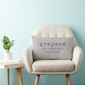 Coussin Rectangle Bébé mignon nom personnalisé date de naissance (Chaise)