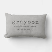 Coussin Rectangle Bébé mignon nom personnalisé date de naissance (Recto)