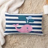 Coussin Rectangle Bébé mignonne baleine, Bleu bleu marine rayures pe (Couverture)