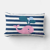 Coussin Rectangle Bébé mignonne baleine, Bleu bleu marine rayures pe (Recto)