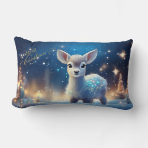 Coussin Rectangle Bébé Reindeer avec joyeux voeux de Noël