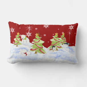 Coussin Rectangle Bébés de l'ours polaire Whimsey Penguin hiver en n
