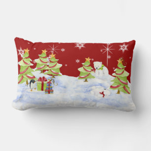 Coussin Rectangle Bébés de l'ours polaire Whimsey Penguin hiver en n