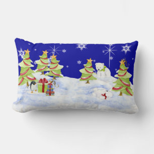 Coussin Rectangle Bébés de l'ours polaire Whimsey Penguin hiver en n