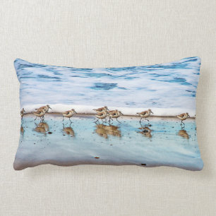 Coussin Rectangle Bécasseaux fonctionnant le long de la plage