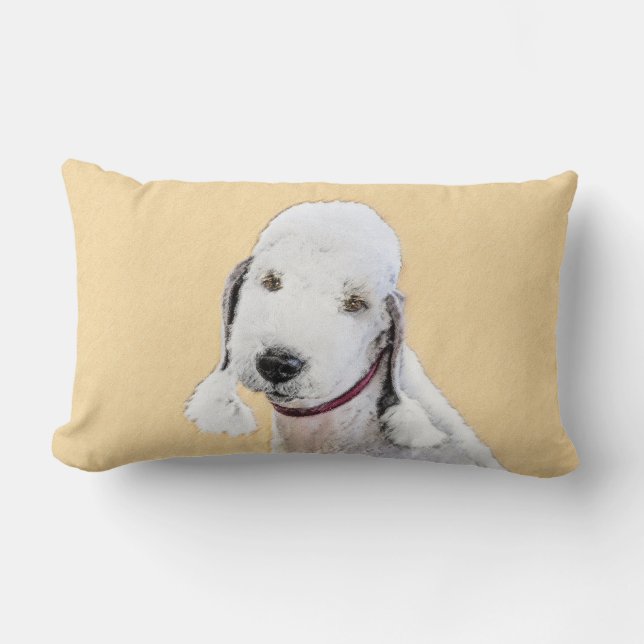 Coussin Rectangle Bedlington Terrier Peinture - Art Chien original (Recto)
