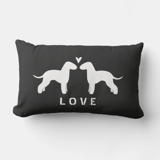 Coussin Rectangle Bedlington Terrier Silhouettes Love (Recto)