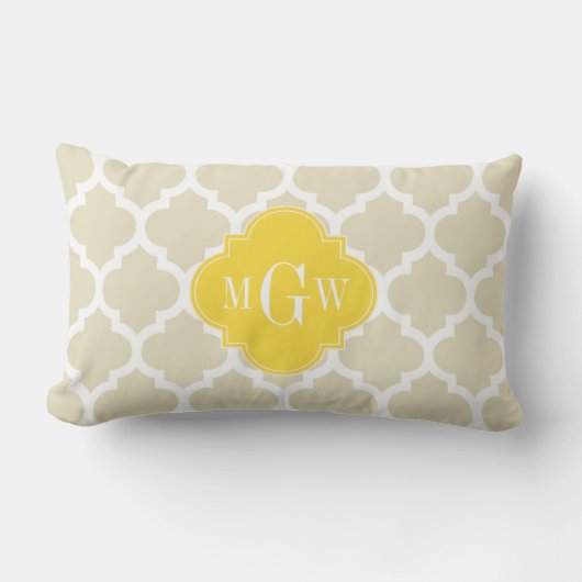 Coussin Rectangle Beige, Wt Marocain #5 Ananas 3 Monogramme Initial (Recto)