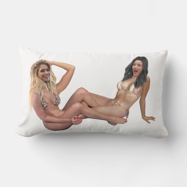 COUSSIN RECTANGLE BÉLIER ET LUTTE FÉMININE (Recto)
