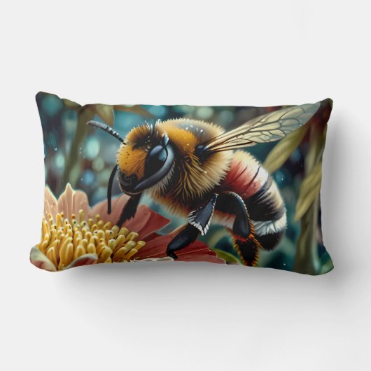 Coussin Rectangle Belle Abeille Sur Fleur (Recto)