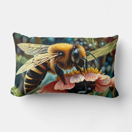 Coussin Rectangle Belle Abeille Sur Fleur (Recto)