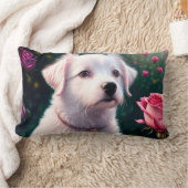 Coussin Rectangle Belle Collection Chien Et Rose (Couverture)