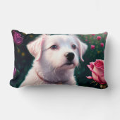 Coussin Rectangle Belle Collection Chien Et Rose (Recto)