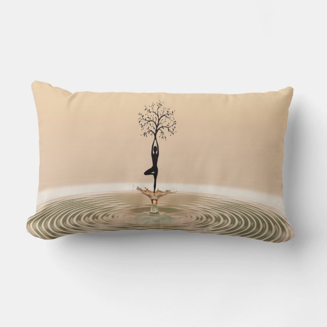 Coussin Rectangle Belle Fille Arbre Silhouette, Zen (Recto)