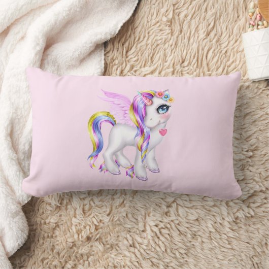 Coussin Rectangle Belle licorne avec Rainbow Mane (Couverture)