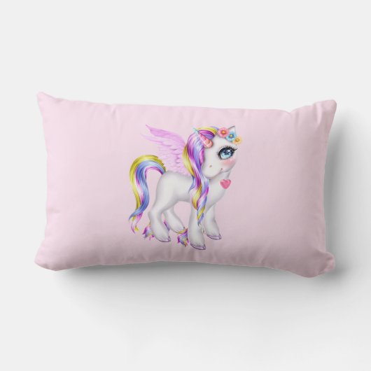 Coussin Rectangle Belle licorne avec Rainbow Mane (Verso)
