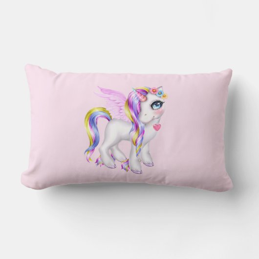Coussin Rectangle Belle licorne avec Rainbow Mane (Recto)