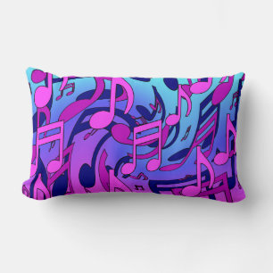 Coussin Rectangle Belle Musique Notes Vives Rose Violet Bleu Aqua