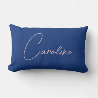Coussin Rectangle Belle personnalisation rose écriture nom bleu mari