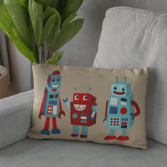 Coussin Rectangle Belle Robots Rétro Sci-Fi Thème (Créateur téléchargé)