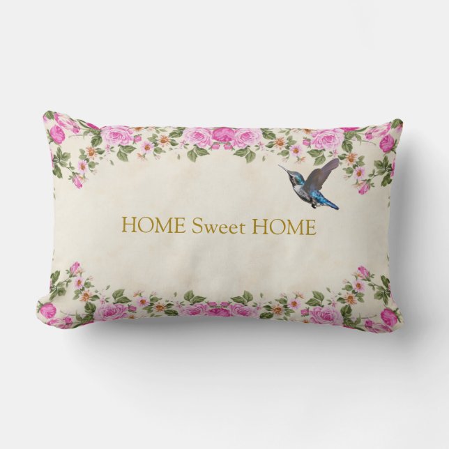 Coussin Rectangle Belles Fleurs & Colibri Maison Douce Maison (Recto)
